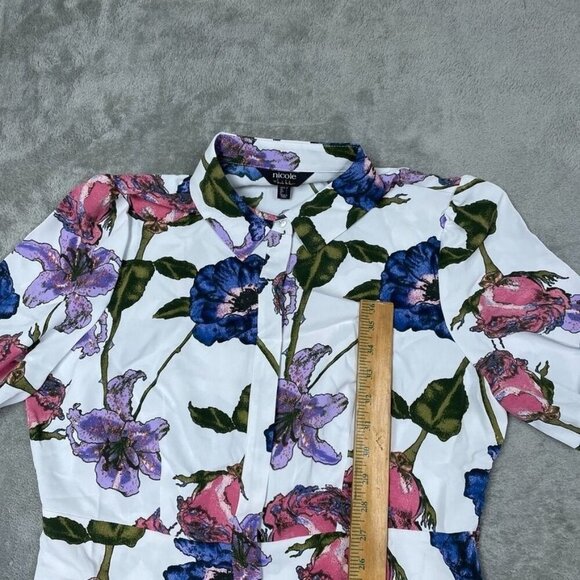 Nicole By Nicole Miller Floral Print Button-Up Dress Size M a0549 - Picture 3 of 9